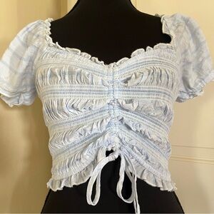 Forever 21 Light Blue Ruched Crop Top